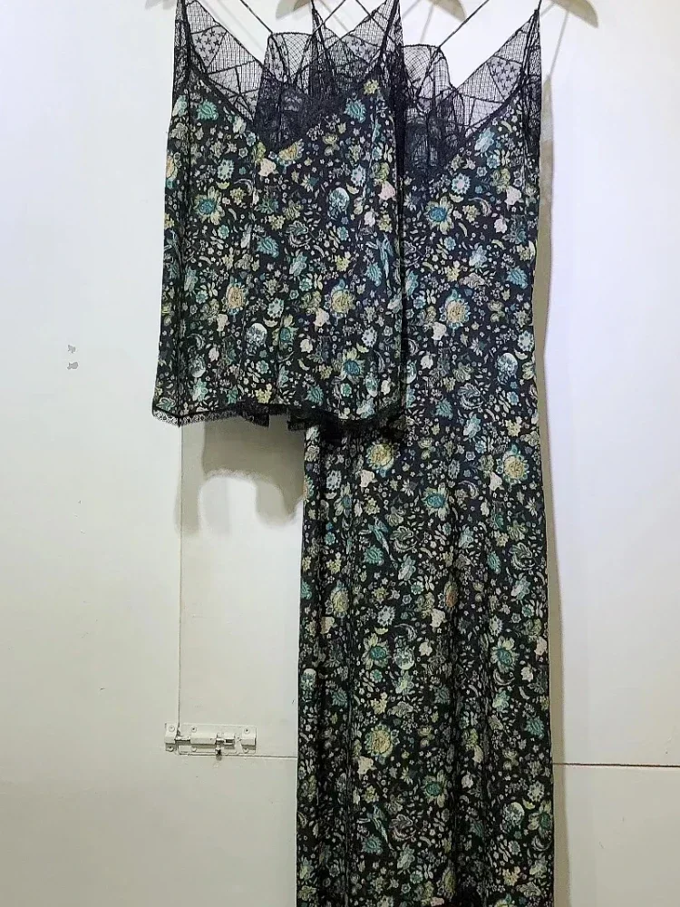 

Новинка лета 2023, модное кружевное платье с цветочным принтом на подтяжках