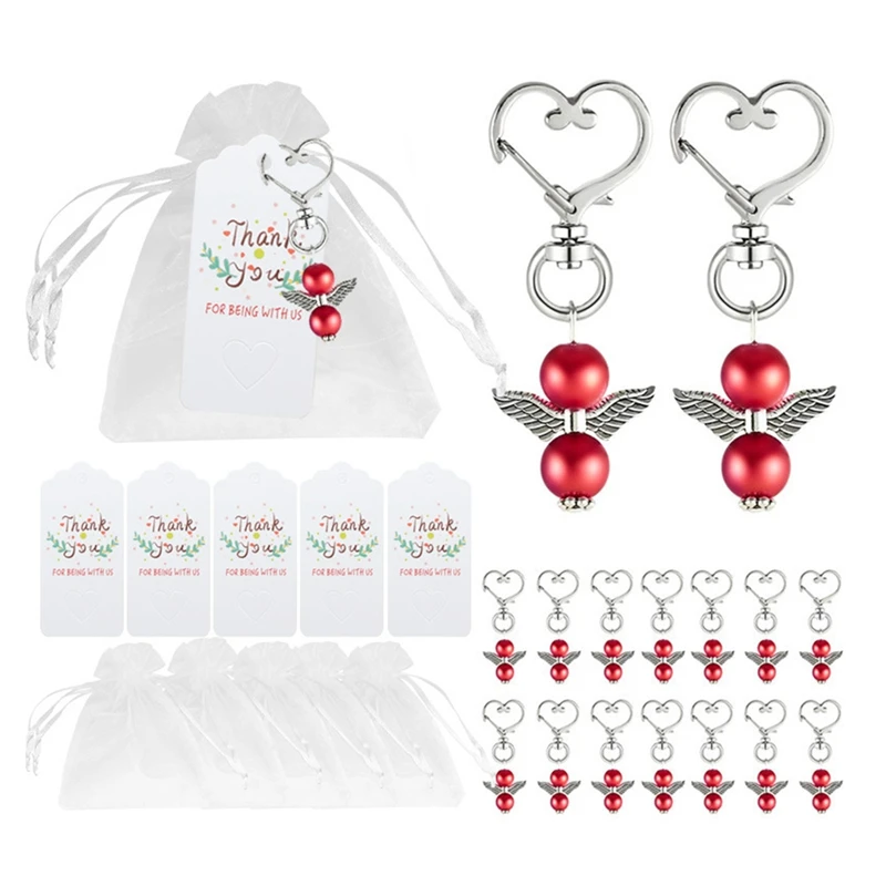 

Hot Sale 20PCS Baby Shower Favors Angel Keychains Favor Plus Organza Bags Thank You Card Tags Guest Favors Gift, Bridal Shower