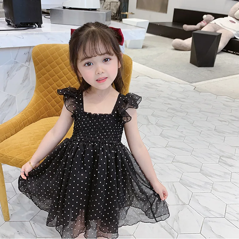 Шифоновое платье в горошек без рукавов на возраст 2-7 лет | Детская одежда и обувь