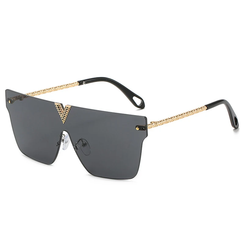 

Fashion Modern Oversized Sunglasses For Women Men With V Vintage Big Frame Retro Luxury Designer Sun Glasses UV400 Eyewear