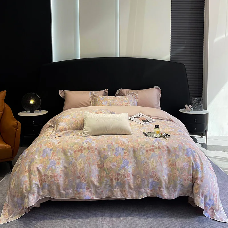 100 г. Lenzing Tencel летняя кровать из четырех частей шелковая простыня пододеяльник