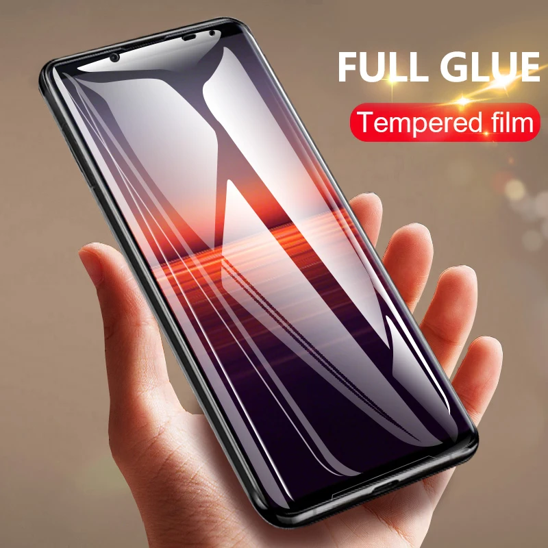 

Full glue protective glass For Sony Xperia 5 10 1 II screen protector CHYI full cover film for Xperia pro-i tempered glass
