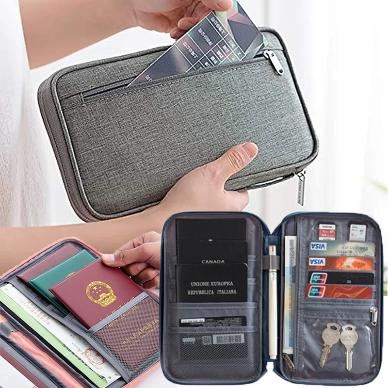 

Travel Passport Bag Credit ID Card Holder Organizer Cash Wallet Waterproof Document Bag Purse Package Case Cable Storage Bags