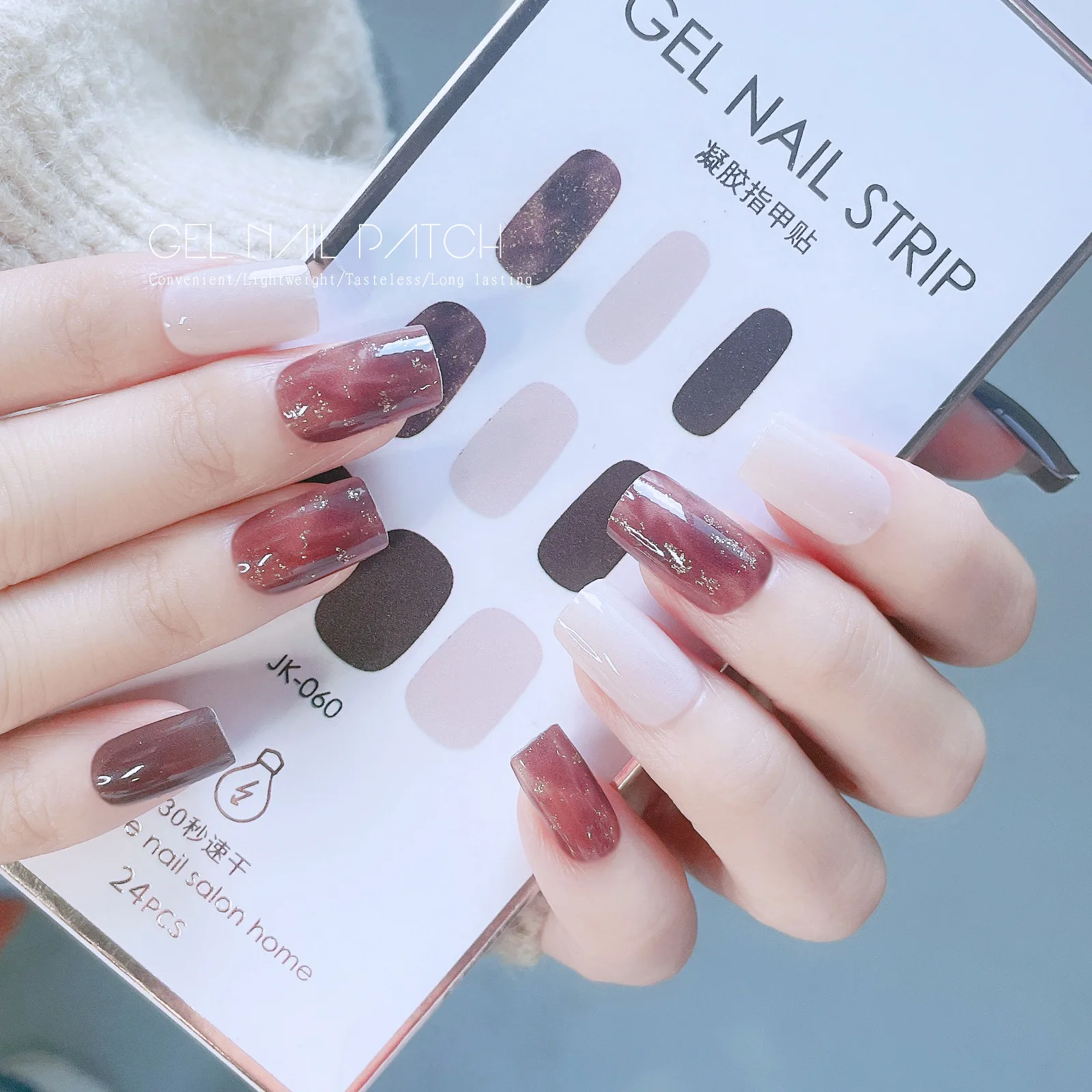 

1 Sheet Semi Cured Gel Nails Art Sliders Manicure Decor UV LED Lamp Self-Adhesive Nail Art Decoration Tips Fashion Nail Sticker