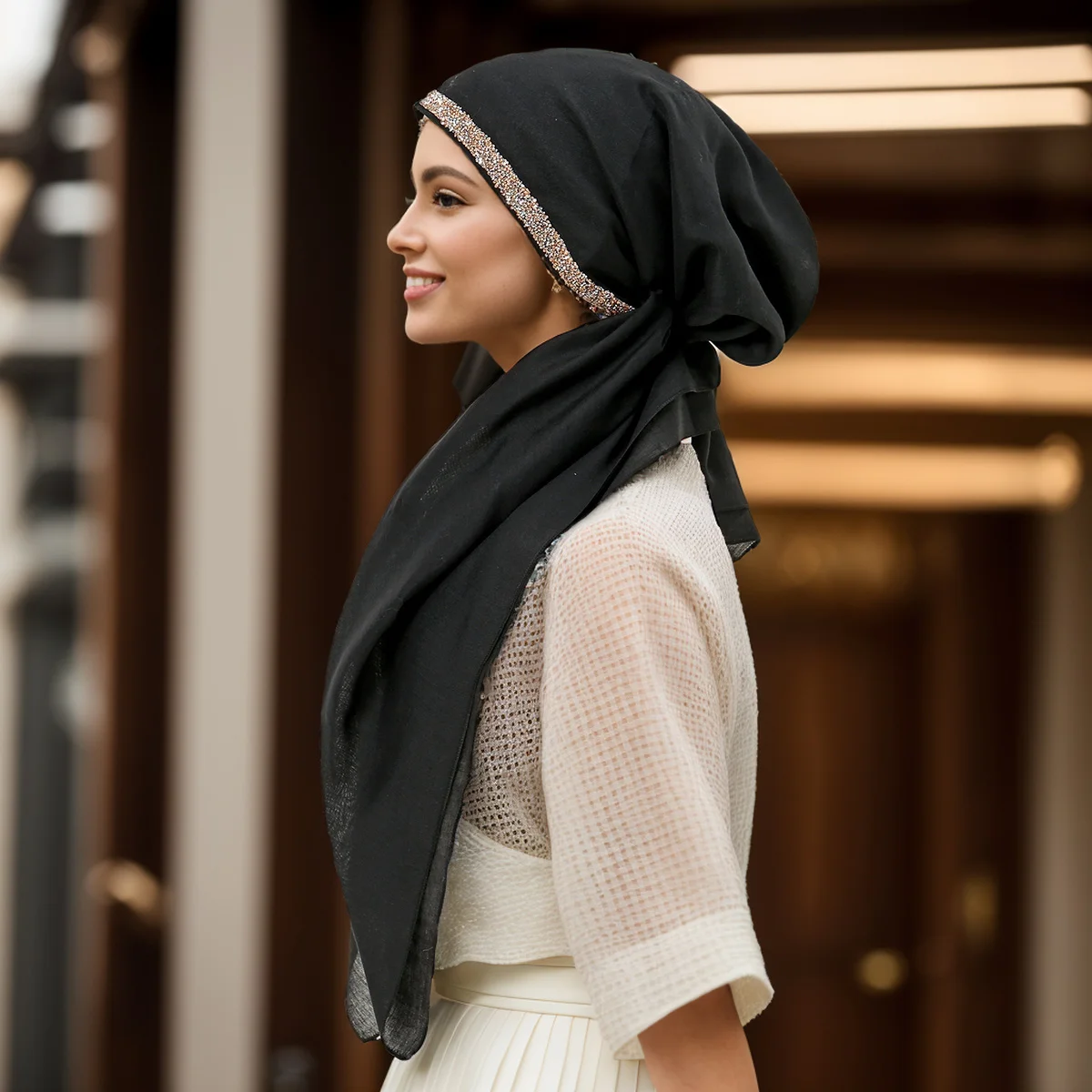 Головной убор для мусульманской женщины хиджаб с горячим тиснением тюрбан улицы