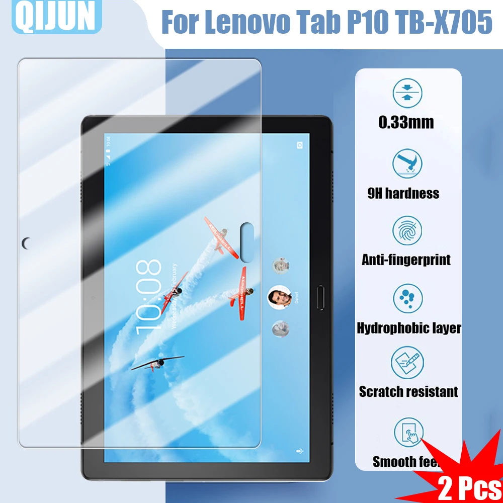 

Tablet Tempered glass film For Lenovo Tab P10 10.1" Explosion proof and Scratch Proof resistant waterpro 2 Pcs TB-X705L X705F