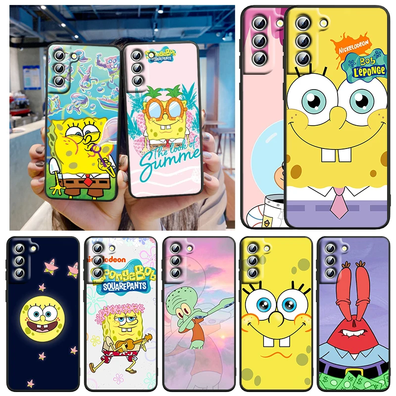 

Cute Spongebob Patrick Star Phone Case For Samsung Galaxy S23 S22 S21 S20 FE S10 S10E S9 Plus Ultra Pro Lite 5G Black Cover