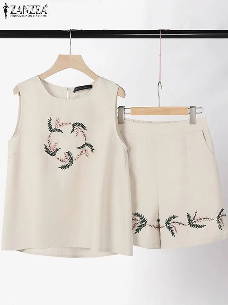 Костюм ZANZEA женский с цветочной вышивкой комплект из двух предметов спортивная
