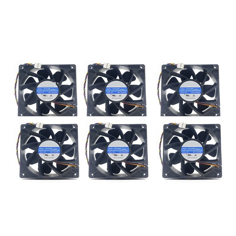 

6Pcs SG121238BS DC 12V 2.1A S7 S9 T9 L3 BTC ETH Mining Double Ball Bearing/Cooling Fan 120X120x38mm For Bitcoin Miner