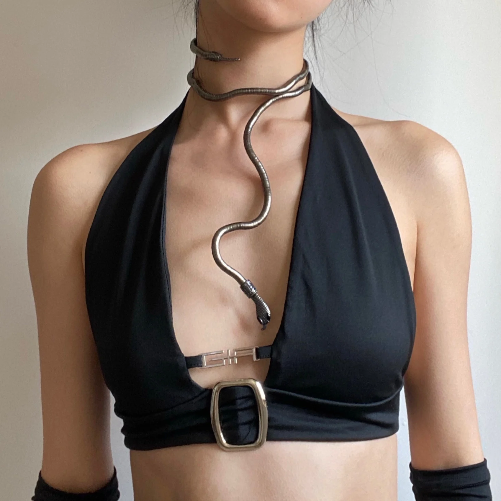 Fire up Snake Collar Bracelet Casual Shape Snake-Shaped Design Necklace Y2g Gyaru Jewelry Personali