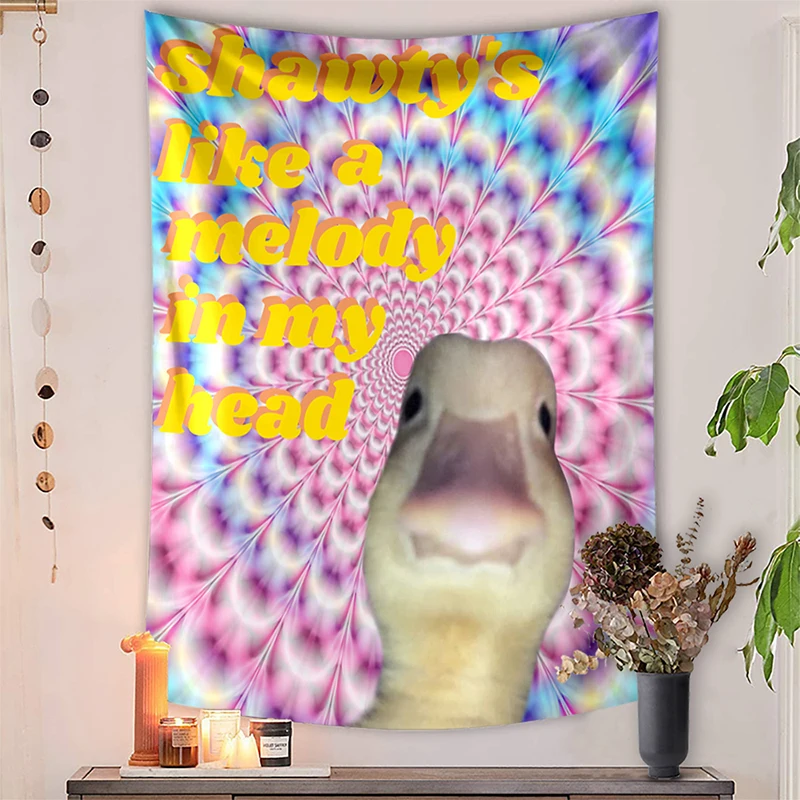 

3D Meme Psychedelic Duck Funny Tapestry Wall Hanging Large Fabric For Living Room Bedroom Dorm Decor Blanket Carpet Mat Cloth