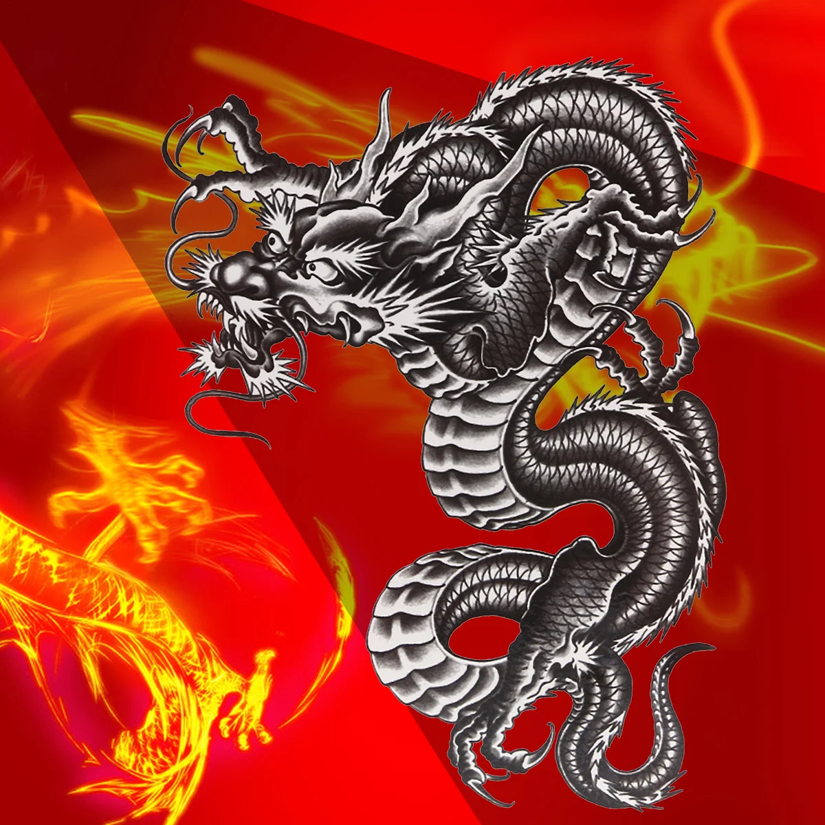 

Временная татуировка на руку, дракон, поддельные животные, полная наклейка, s рукав, наклейка, половина макияжа, наручный рукав, китайские на...