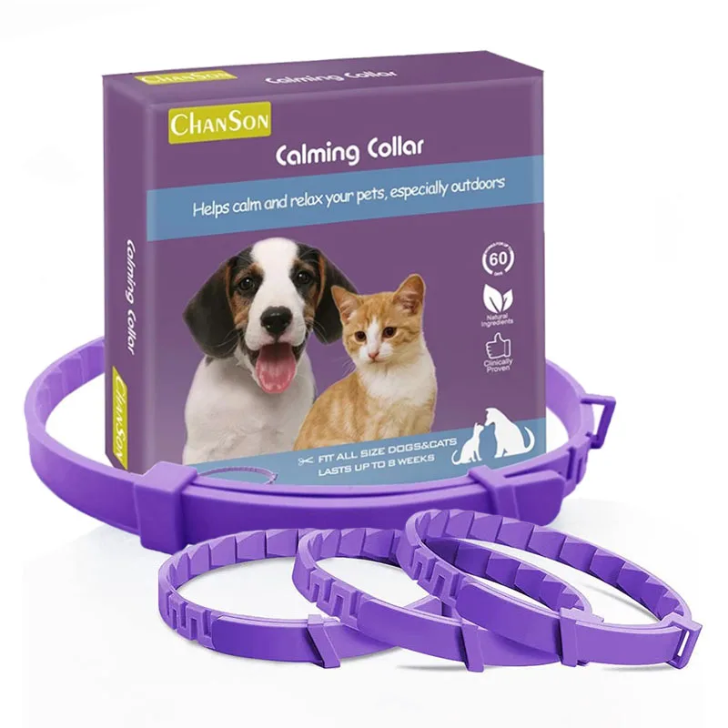 3PCSx60 Days Cat Dog Calming Collar Lasts Relieve Reduce Anxiety or Stress Adjustable Waterproof Relaxing Collar Pet Supplies