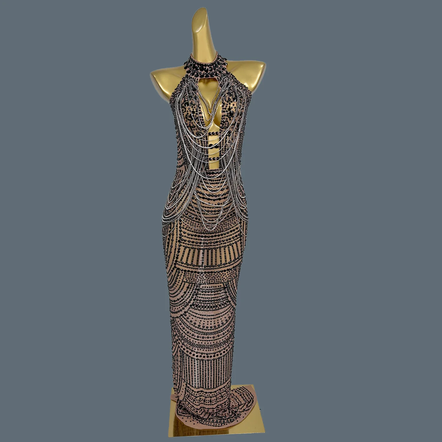 Элегантное платье с блестящими кристаллами клубное для дня рождения роскошное