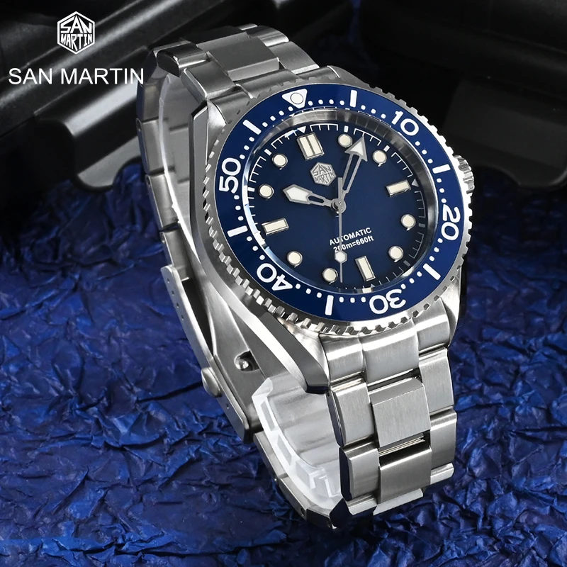 

San Martin Men Watch 41.5mm Diver Enamel Dial Top Brand Vintage Classic Luxury Miyota Automatic Mechanical Watch BGW-9 Luminous