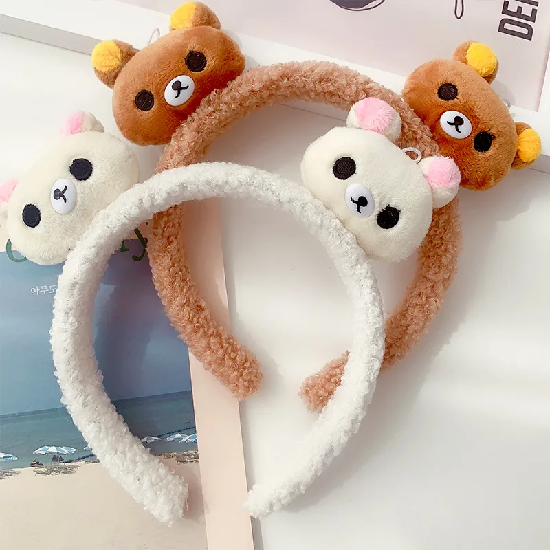 

Coffee White Beige Khaki Bears Cartoon Cloth Fluffy Acrylic Hair Accessories Hairband Headwear for Women & Kids