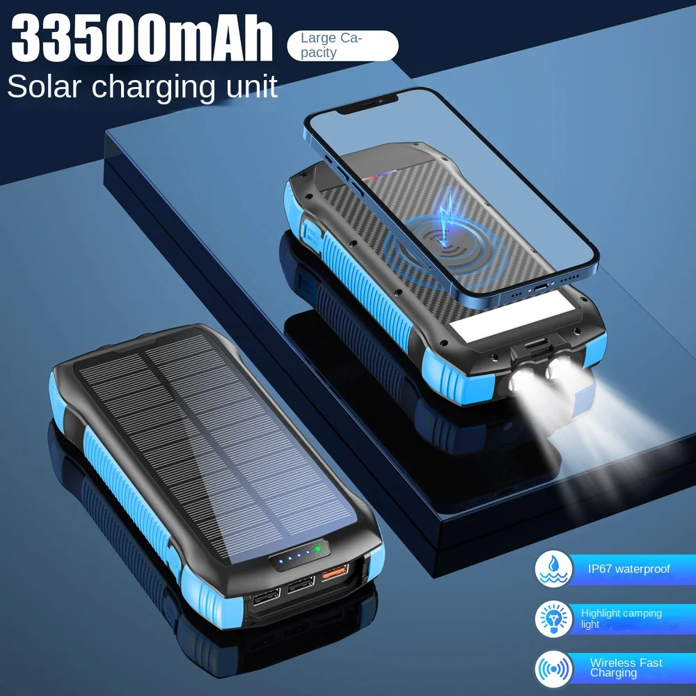 

Водонепроницаемый внешний аккумулятор на солнечной батарее, 33500 мАч, 20 Вт фонарь павербанк пауербанк с фонариком фонарик мощный повербанк ...