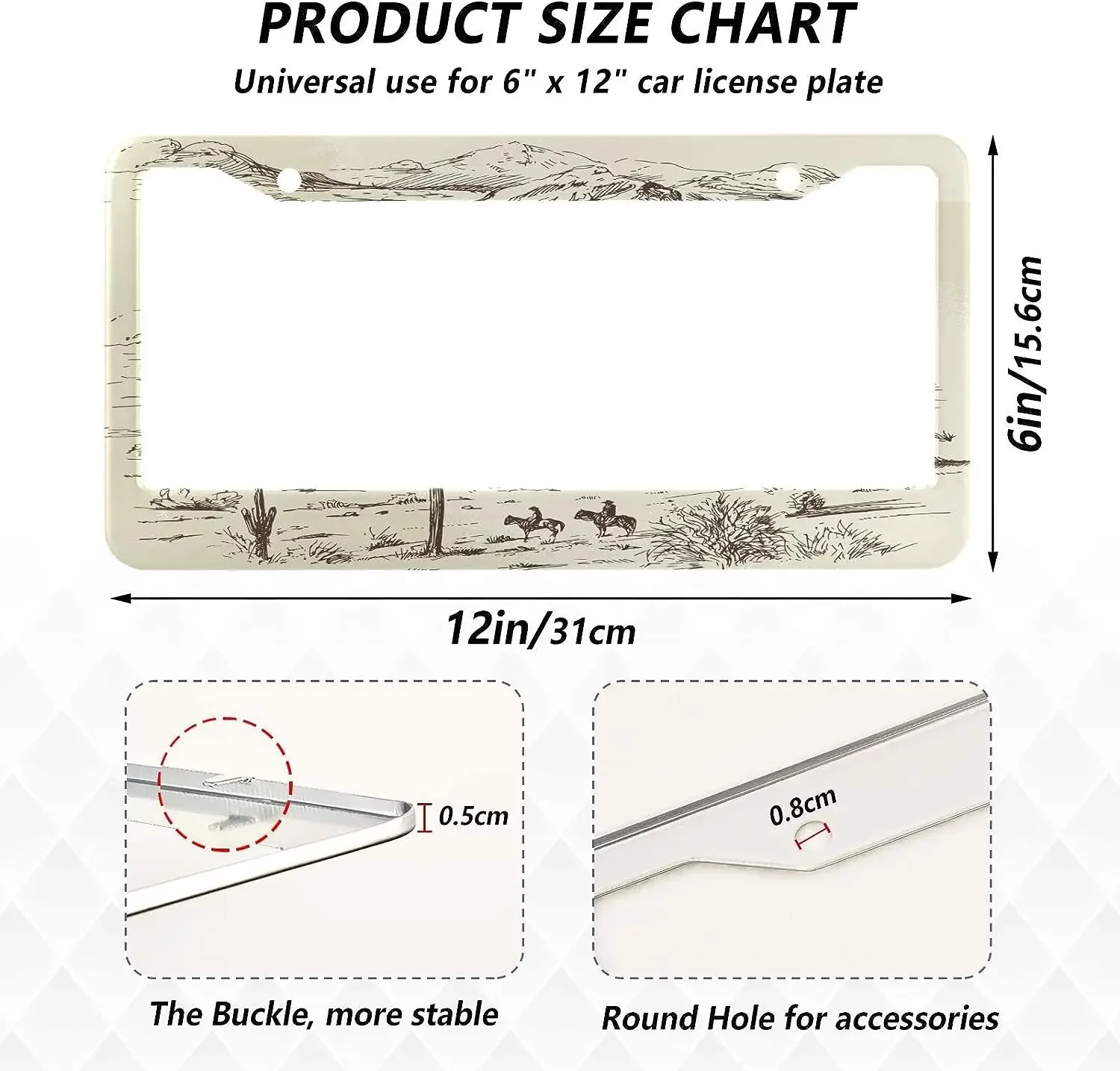 Рамка номерного знака West Desert Cowboys с узором комплект из 2 отверстий рамка для