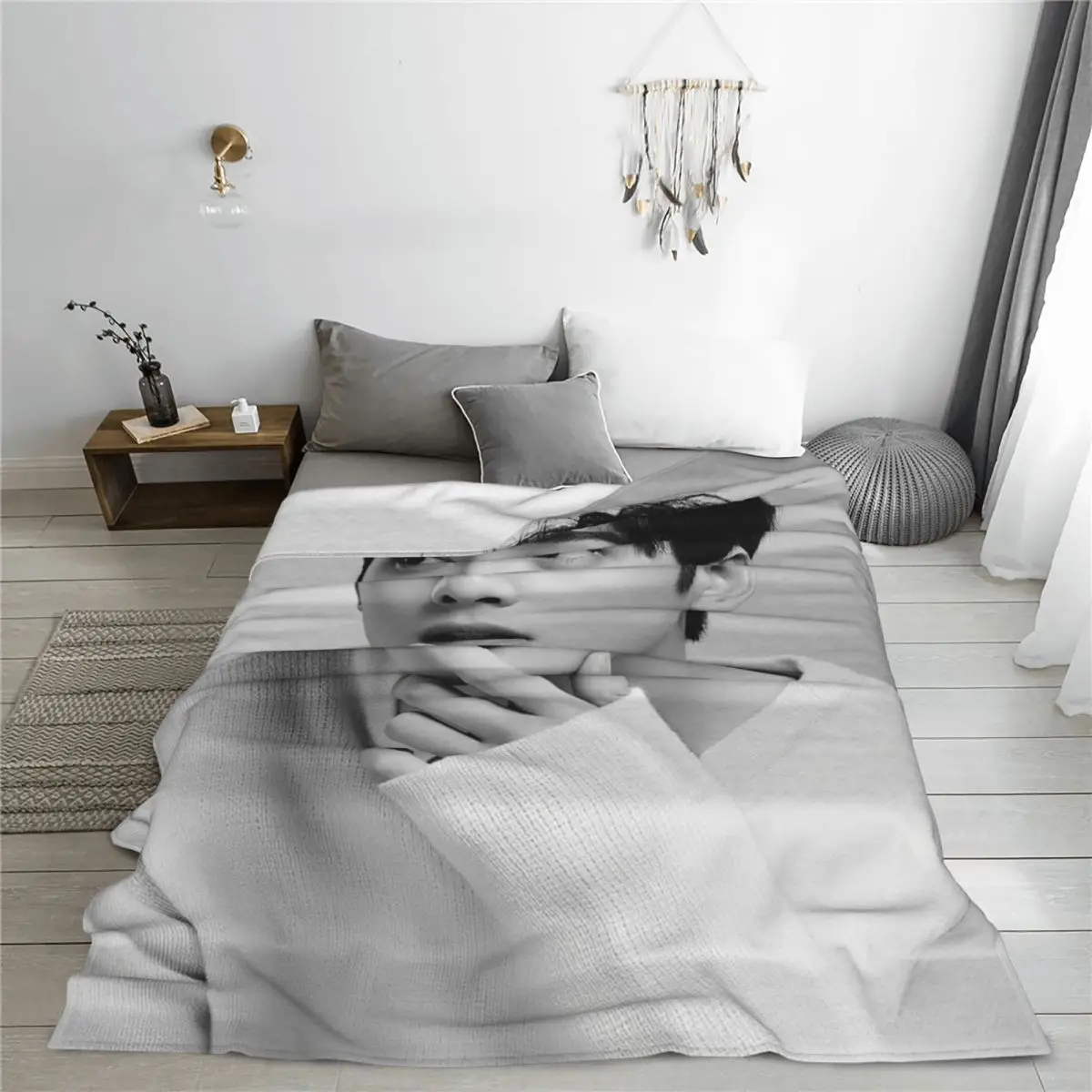 KPOP Cha EunWoo одеяло фланелевая с принтом портативное Супер теплое покрывало для