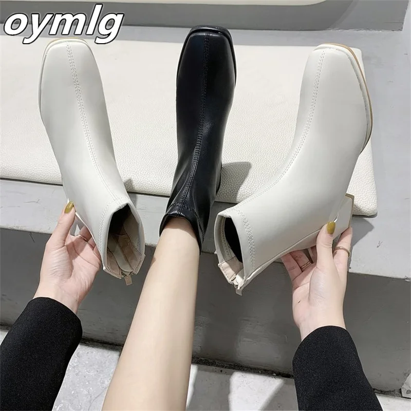 Thin and thin boots women's 2022 autumn new medium thick heel autumn and winter women's shoes boots high-heeled ankle boots