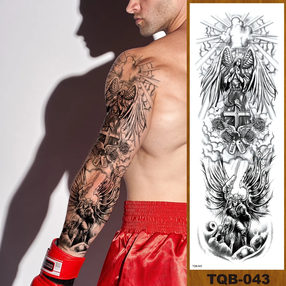 Временные татуировки на всю руку с цветами наклейки для мужчин женщин девочек