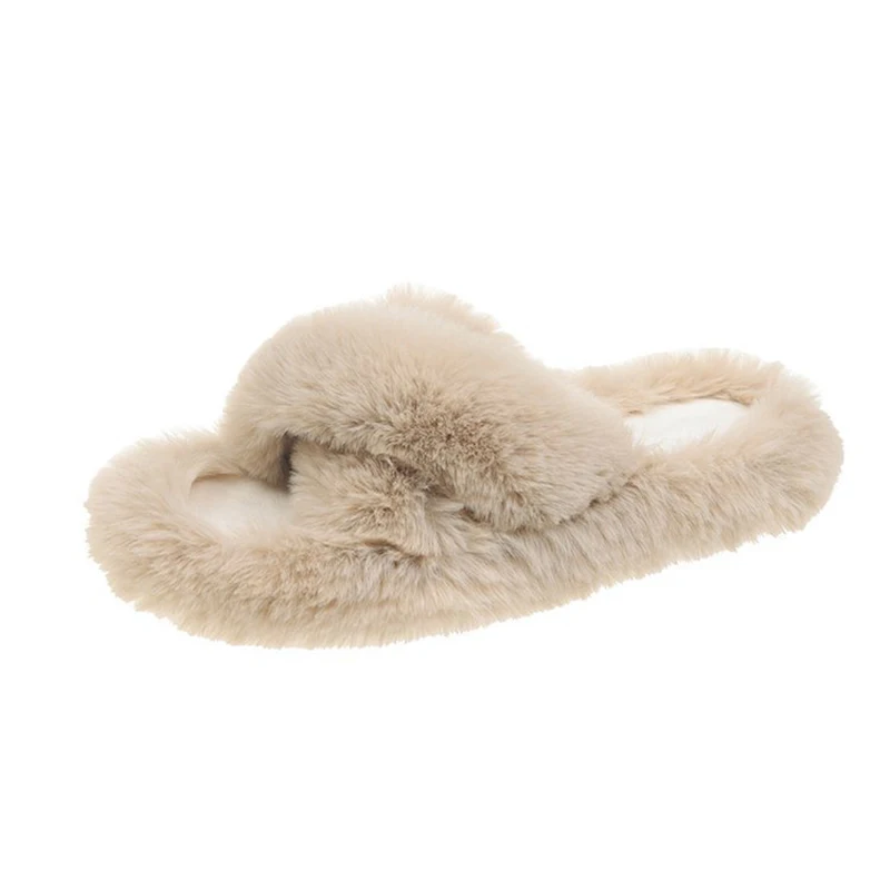 Cross Woolly Slippers for Women Outside The 2022 Autumn/winter Thick Soled Home Red Flip-flops Women Slippers Women Winter