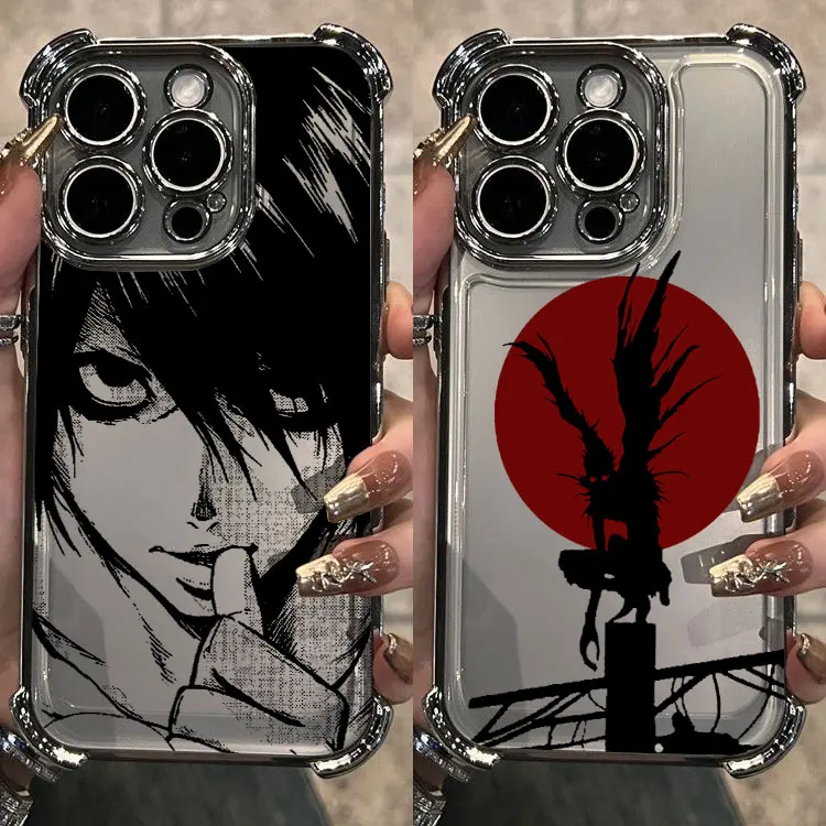 Фото Чехол для телефона Death Note Plating для Xiaomi Redmi A3 14C 13C 12C K50 K40 Note 14 13 12 11 10 9S Pro Plus 4G 5G с защитой от падения подушки безопасности №1