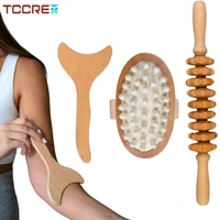 3pcsset natural wood massage roller wood massage brush gua sha therapy massage board for anti cellulite muscle pain relief