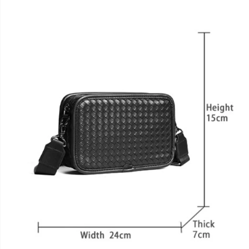 Men's Casual Shoulder Bags Retro Braid Messenger Bag PU Leather Crossbody Bags Japanese Tooling Minimalist Shoulder Bags for Men