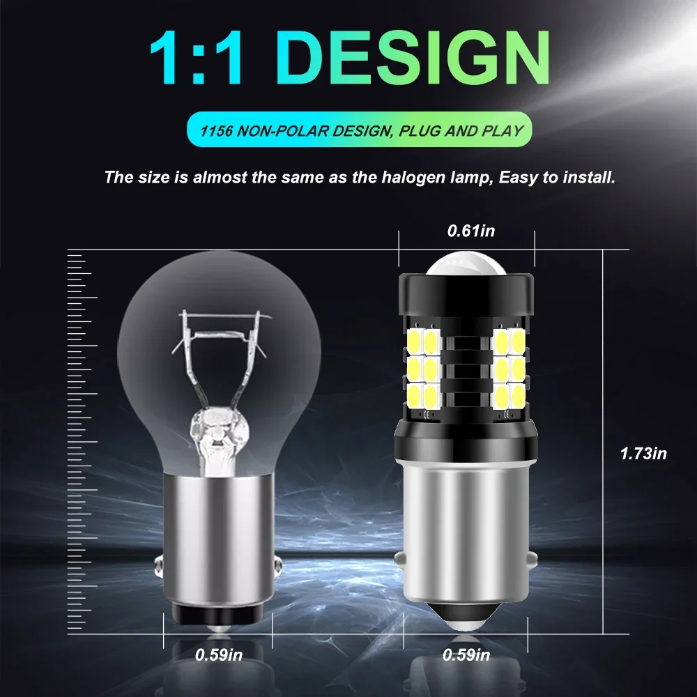 Фото Автомобильный светодиодный указатель поворота TCYATO 1156 7440 PY21W 21SMD, высокая яркость, задний фонарь №2