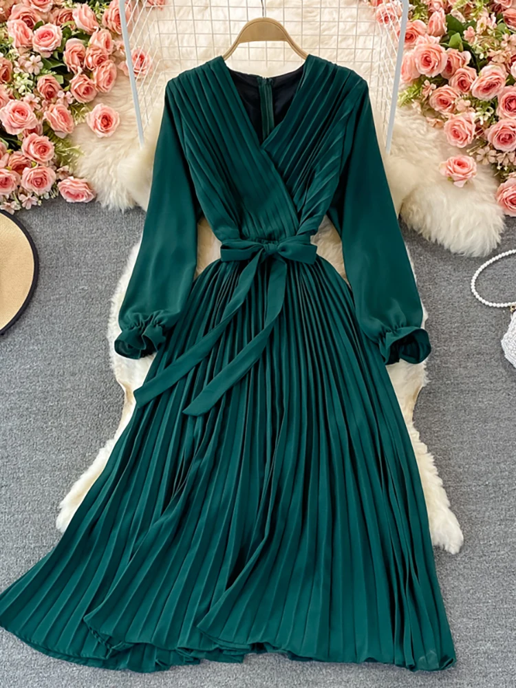Женское плиссированное платье с драпировкой Элегантное повседневное высокой