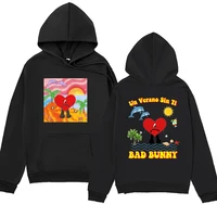 bad bunny un verano sin ti music album double sided print hooddie for men women street hip harajuku hoodie sweatshirt pullover