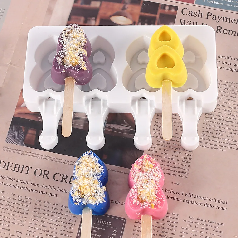 

Silicone Mold 4 Cells Ice Cream Mold Ice Tray Mold Popsicle Mold DIY Ice Cream Mold Ice Pop Maker Ice Cube Mold Ice Mold Tool