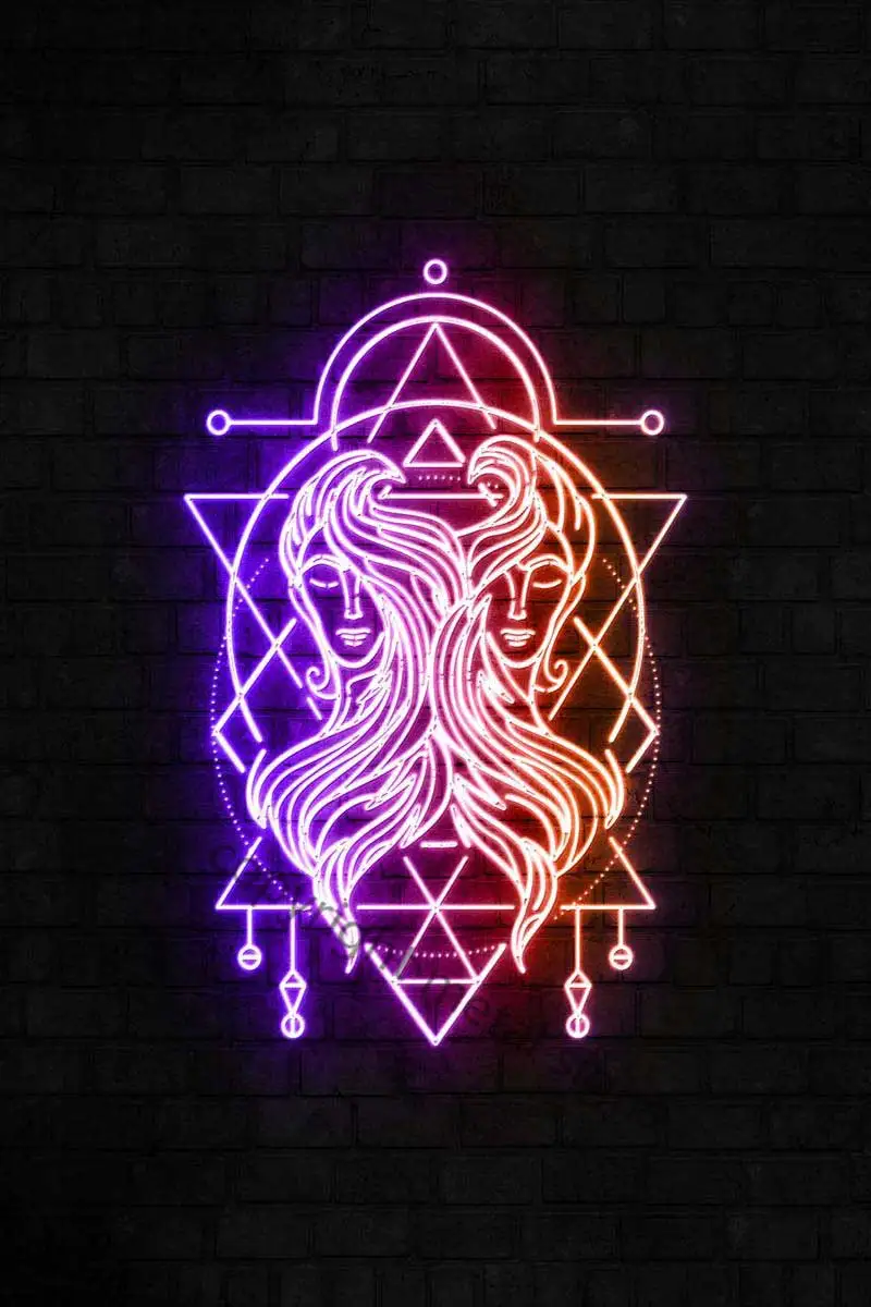 

Неоновая вывеска Gemini в стиле ретро, винтажный металлический жестяной знак, жестяные пластины, Настенный декор, неоновая вывеска для клуба, м...