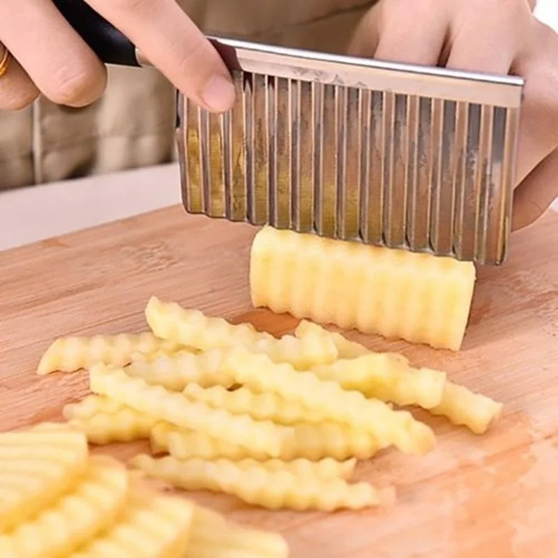 

Potato Wavy Edged Knife Stainless Steel Kitchen Gadget Vegetable Fruit Cutting Peeler Cooking Tools Kitchen Knives Accessories