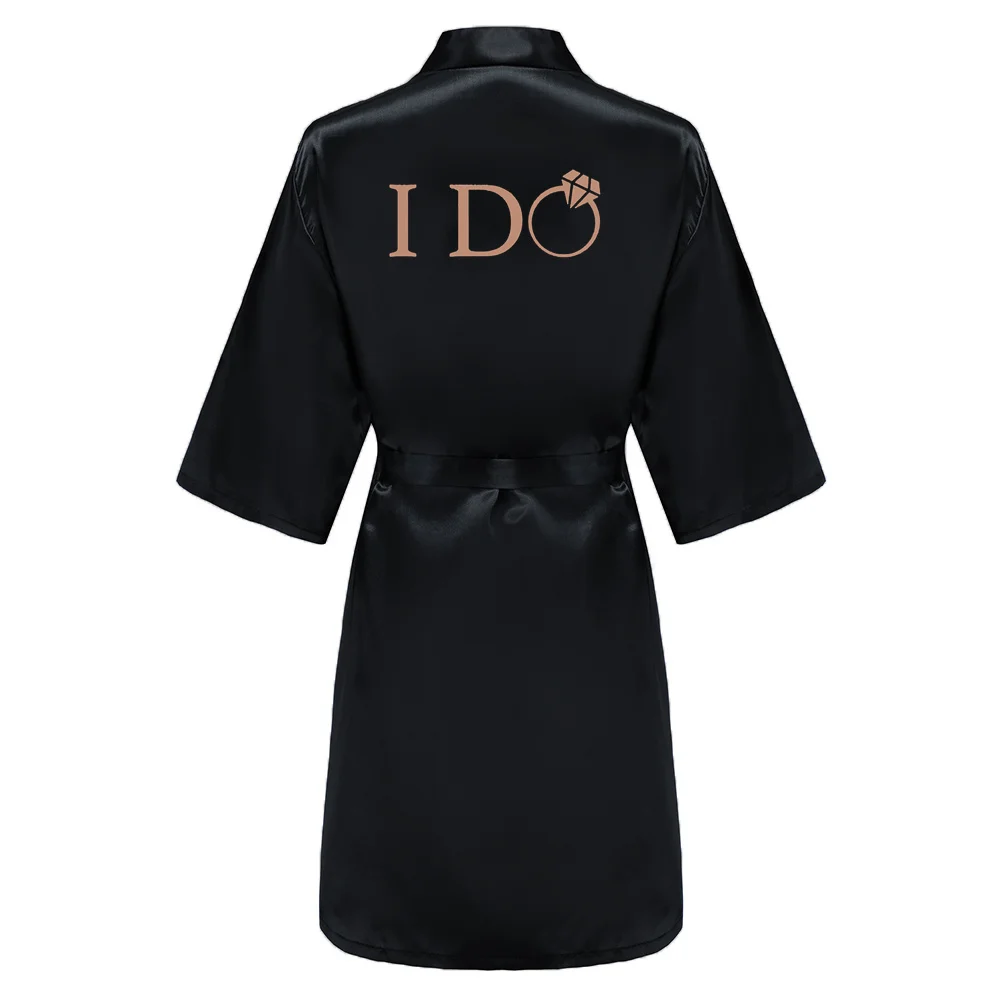 I DO Women Wedding Satin Dressing Gown Personalized Custom Name Bathobe Bridal Party Robes Bridesmaid Robes gift