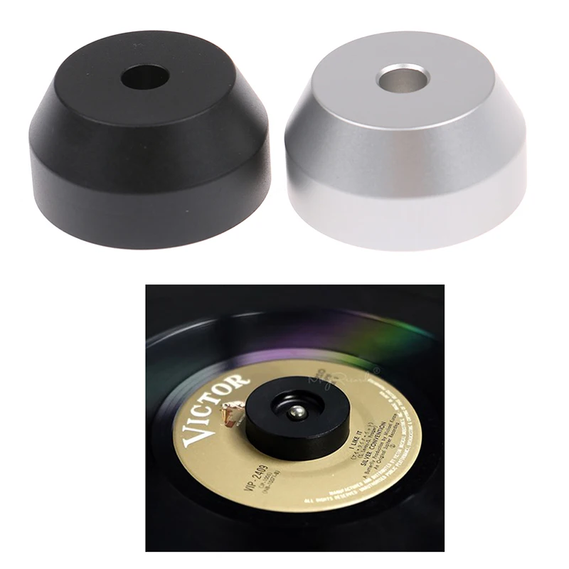 45 RPM Turntable Adapter Aluminum Silver Black 7 inch EP Record Turntable Phonograph Vinyl Technics Center Adapter