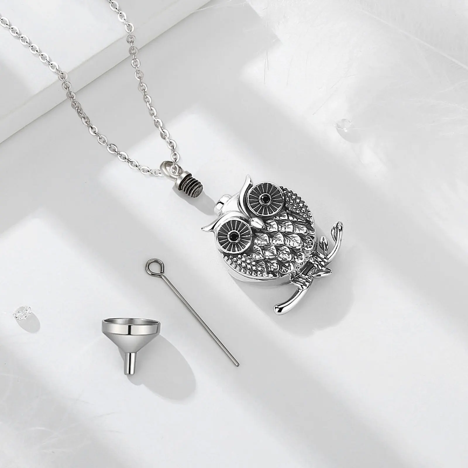 Eudora 925 Стерлинговое Серебро Сова зола урна кулон винтажная Циркон памятное