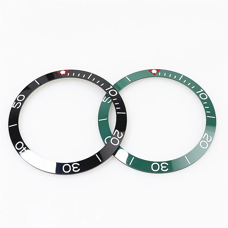 38.5mmx31.5mm High Quality Ceramic Bezel Insert For Diving Watch Case Black Green Watch Outer Bezel Ring Parts Replacement