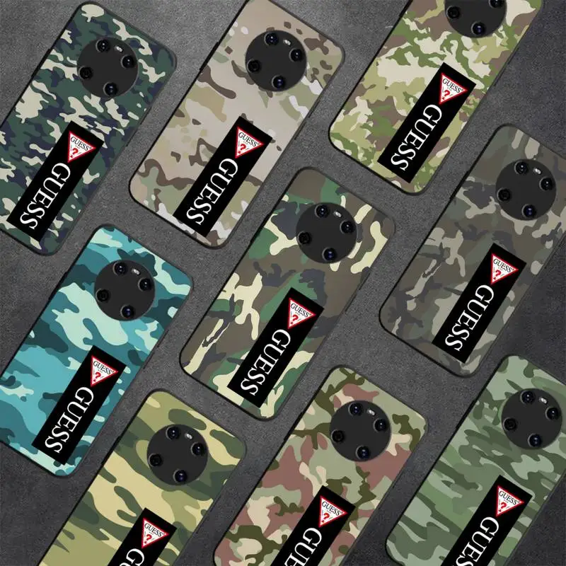 

Luxury Guess Army Green Camouflage Phone Case For Huawei Y5 Y62019 Y52018 Y92019 funda case for 9prime2019