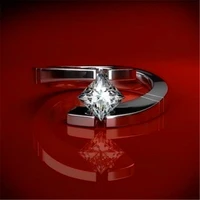 gu li mlangirl luxury female crystal stone ring simple white square ring wedding band promise engagement rings for women