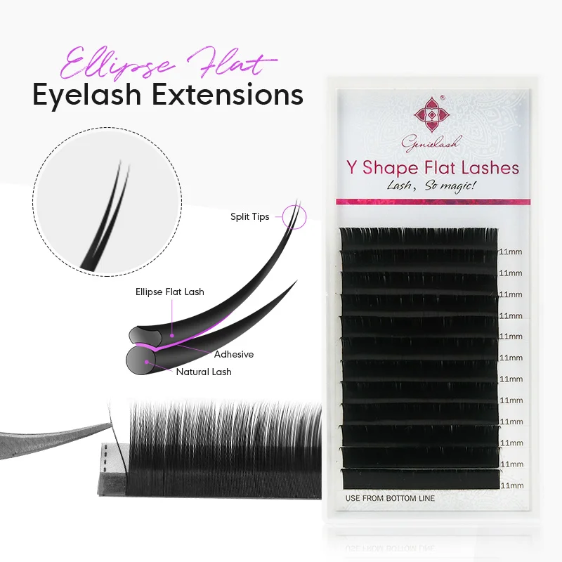 Genielash Matte Ellipse eyelash extension Split tips ellipse