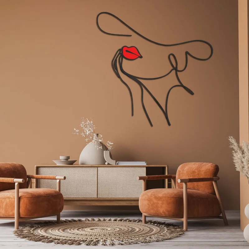 

[Home Decorations] Jm1055 Cross-Border Geometric Lines Red Lips Beauty Stereo Acrylic Mirror Stickers Home Decoration Self-Adhes