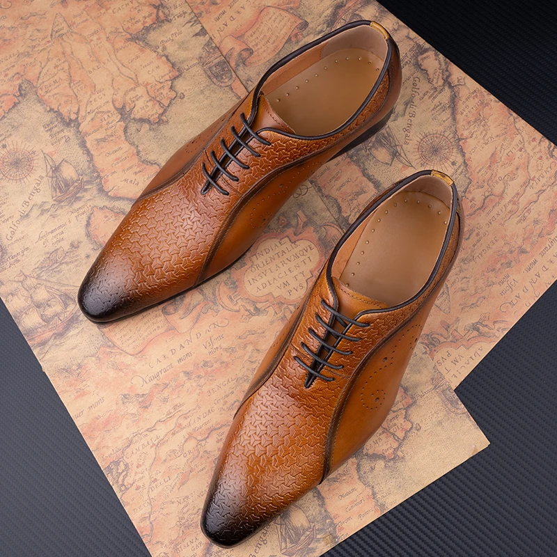 Мужская классическая вечерняя Свадебная обувь коричневые броги с боковой