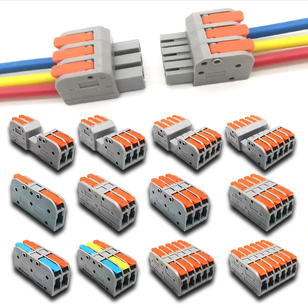 

Wire Connectors 2604D 2608 Docking Cable Conectors Fast Universal Wiring Compact Conductors Push-in Terminal Block LED SPL-223