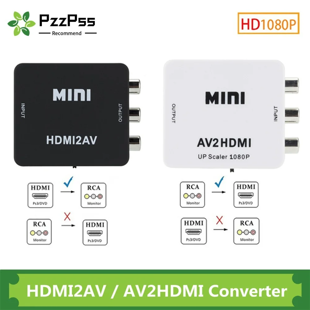 

PzzPss HDMI-совместимый преобразователь в RCA AV/CVSB L/R видеобокс HD 1080P 1920*1080 60 Гц HDMI2AV поддержка NTSC PAL выход HDMI в AV