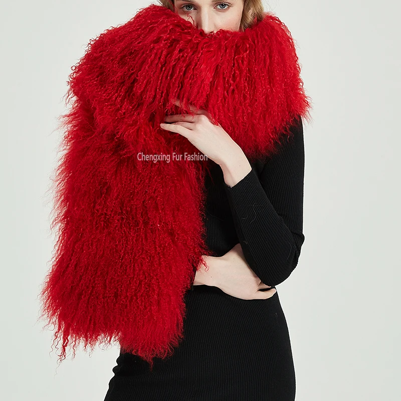 Женская зимняя накидка CX-B-138A пушистая из шкуры ягненка шали натурального
