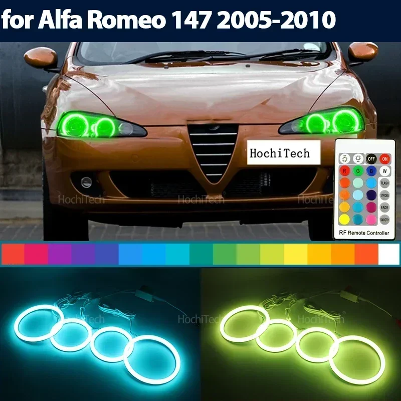 Фото Пульт дистанционного управления Angel Eyes LED Cotton RGB 16-цветное кольцо для фар для Alfa Romeo 147 2005 2006 2007 2008 2009 2010 Аксессуары №1