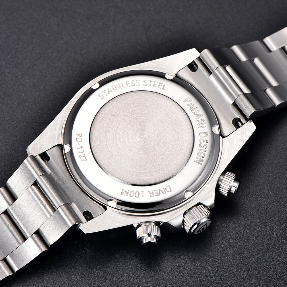 Ice Blue Dial Pagani Design Chronograph Watch for Men Elegant Womens Watches VK63 100m Waterproof Bezel Sapphire Glass Relojes