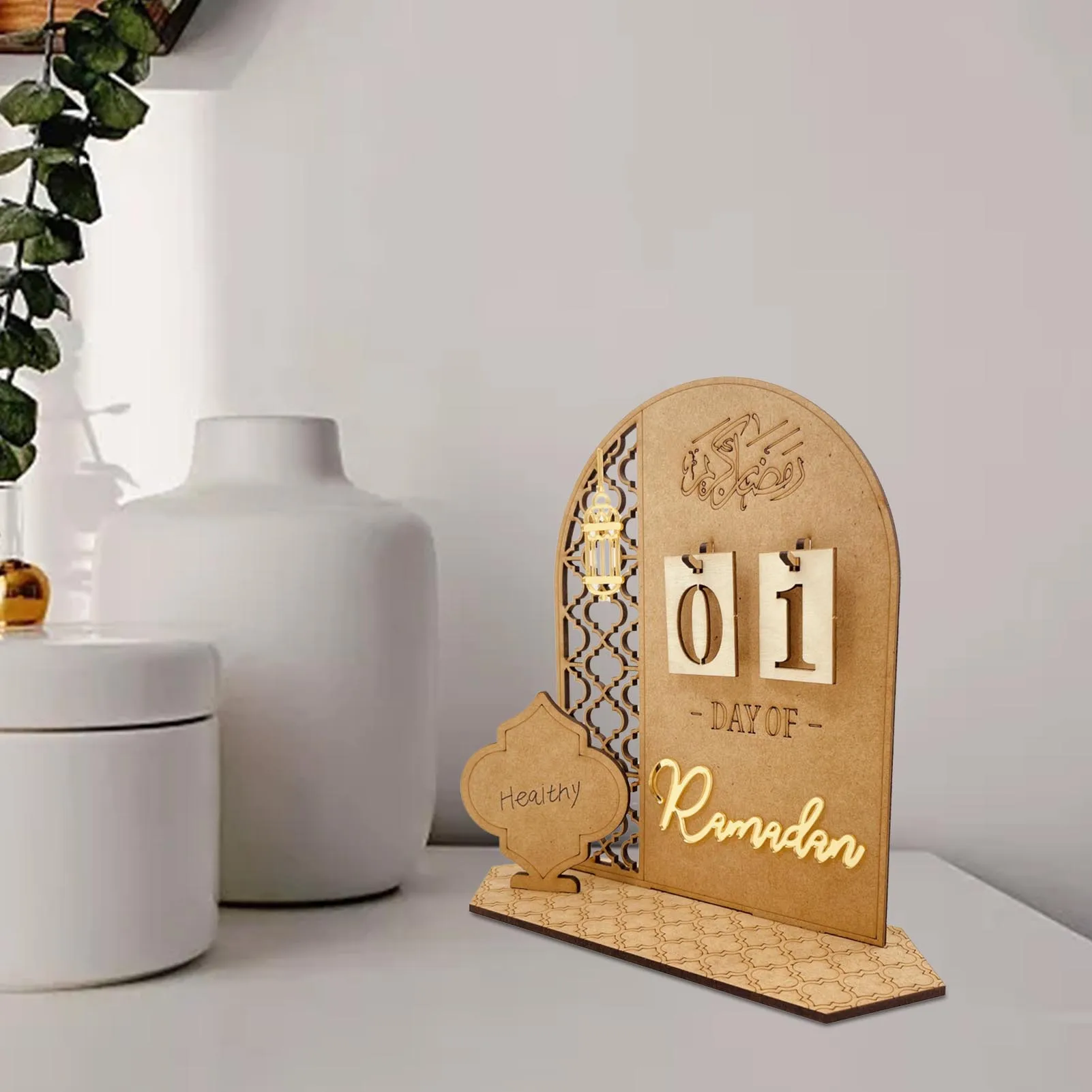 2022 Ramadan Countdown Calendar DIY Eid Mubarak Ornament Wooden Ramadan Calendar Craft Ornament Home Party Decoration